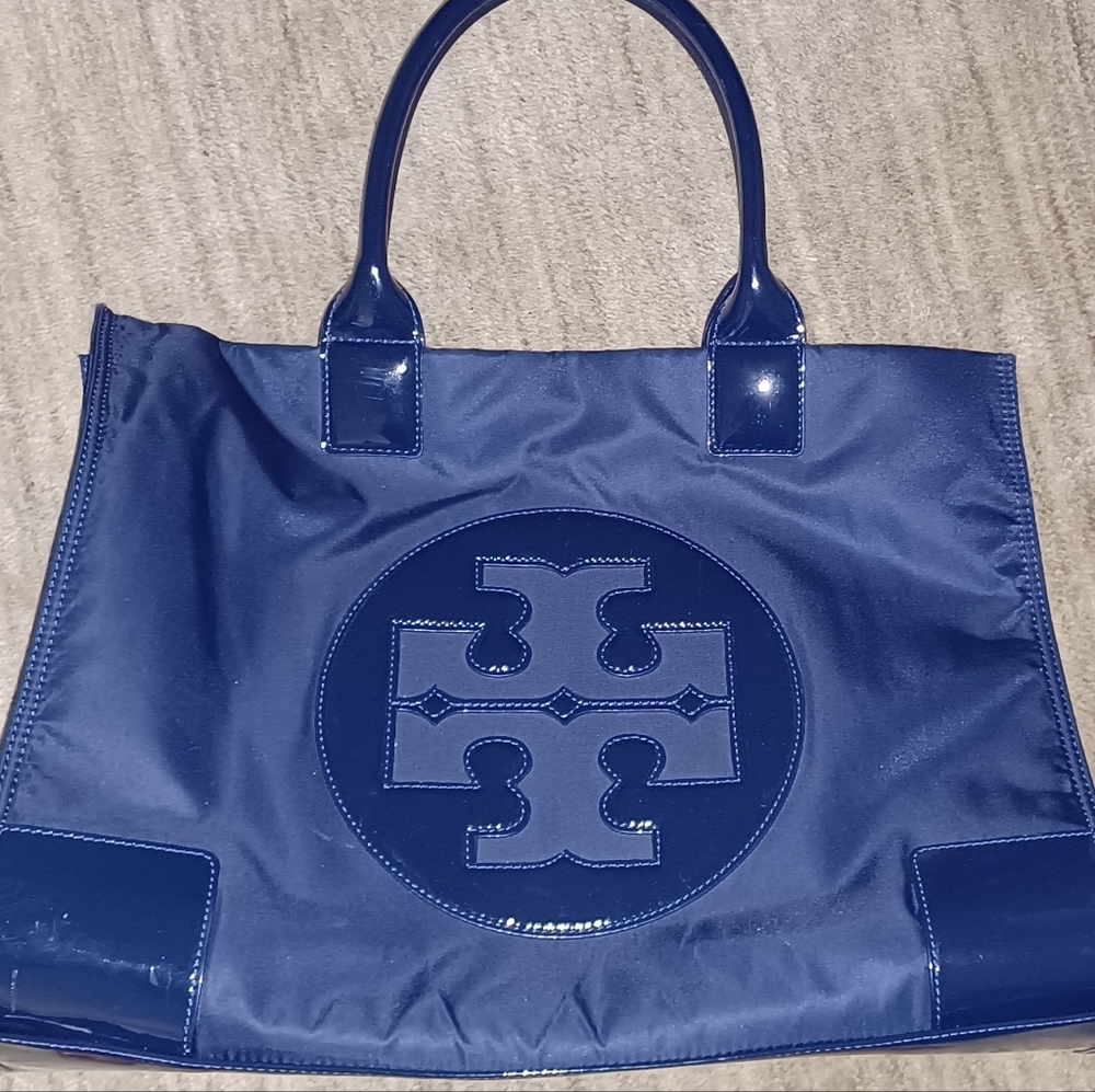 Large navy blue Tory burch Ella tote
